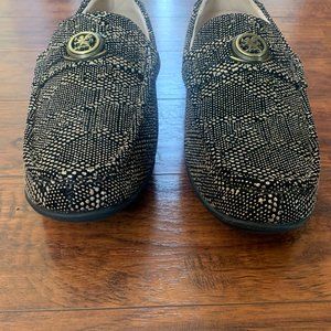 Men's Stacy Adams Size 12 Black and Gold Loafers